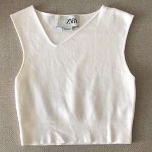 Zara Ivory Sleeveless Blouse